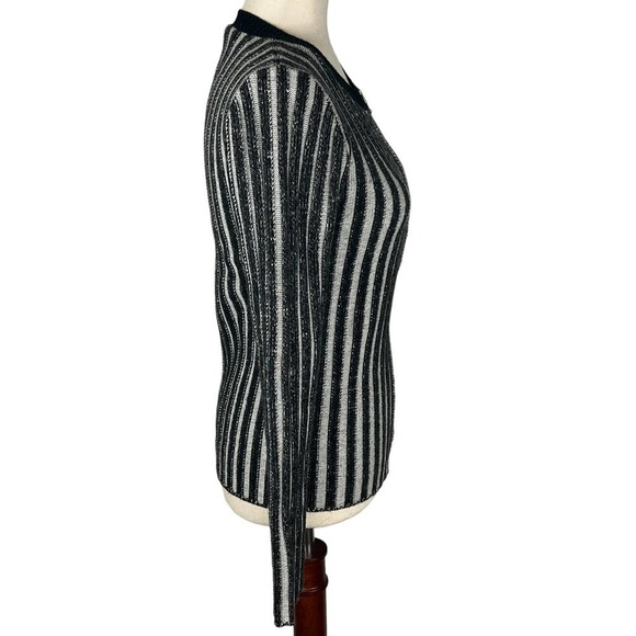 VINCE STRIPED FULL ZIP SWEATER IN BLACK & WHITE NWT WOMEN'S SIZE MEDIUM - Picture 10 of 16